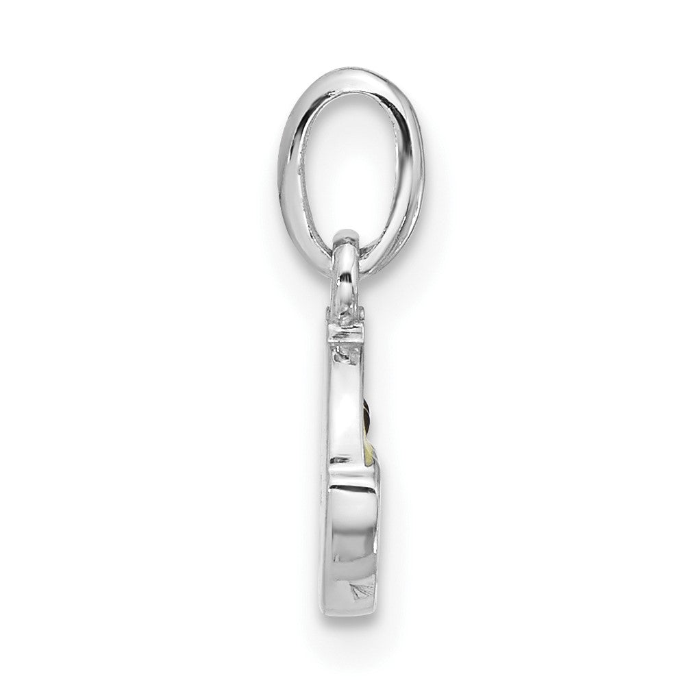 Sterling Silver Rhodium-plated Enameled Chick in Egg Petite Pendant