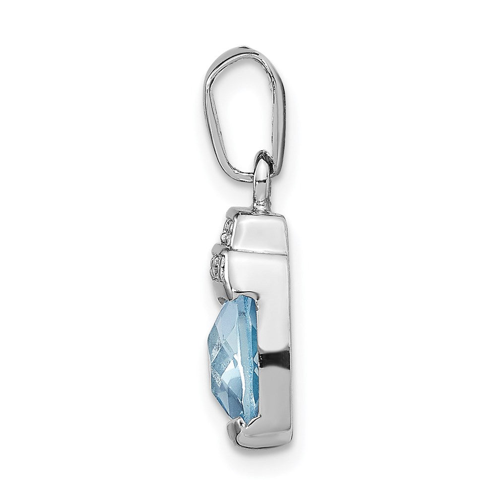 Sterling Silver Rhodium-plated Blue CZ Pendant