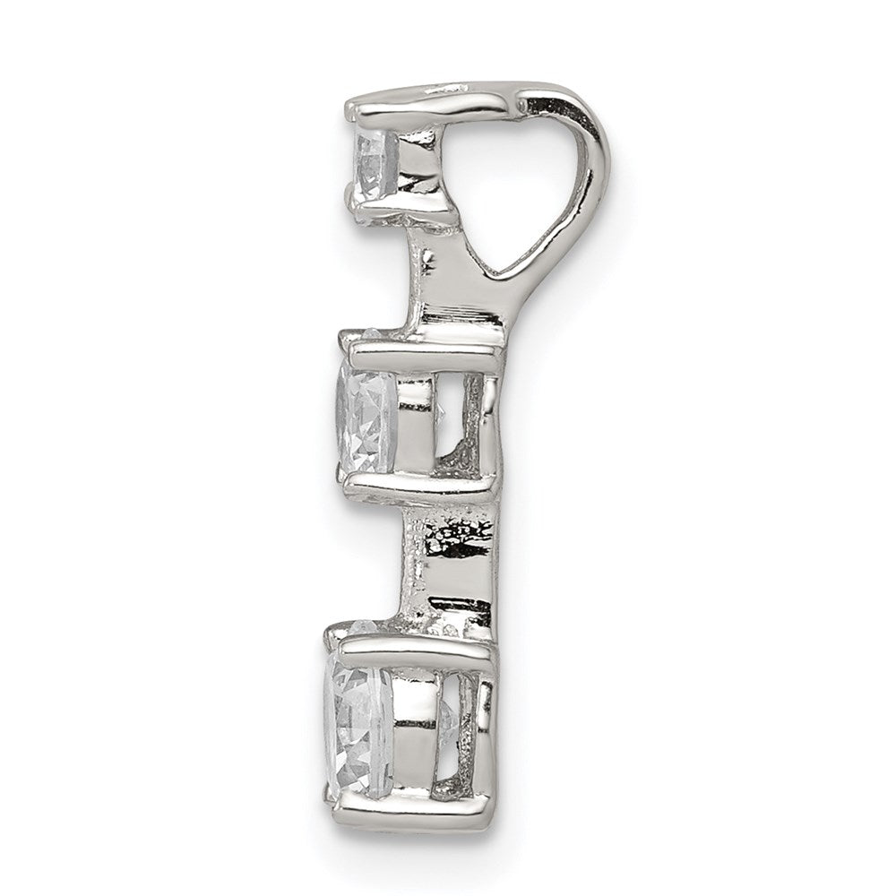 Sterling Silver Rhodium-plated 3-stone CZ Pendant