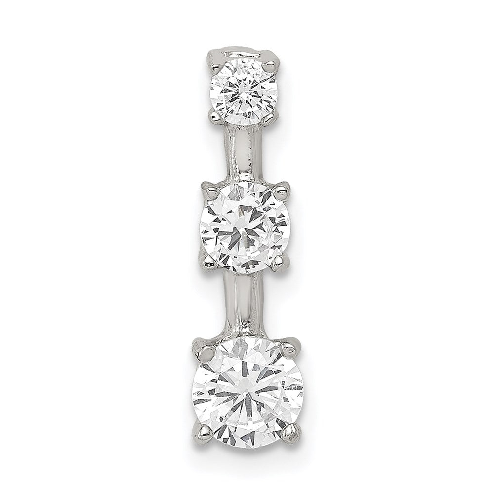 Sterling Silver Rhodium-plated 3-stone CZ Pendant