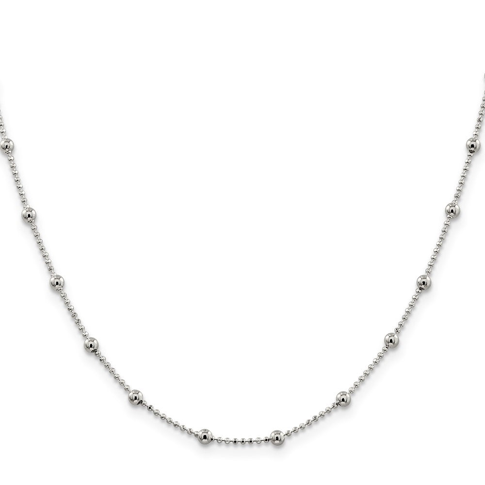 Sterling Silver Diamond-cut Fancy Beaded Chain