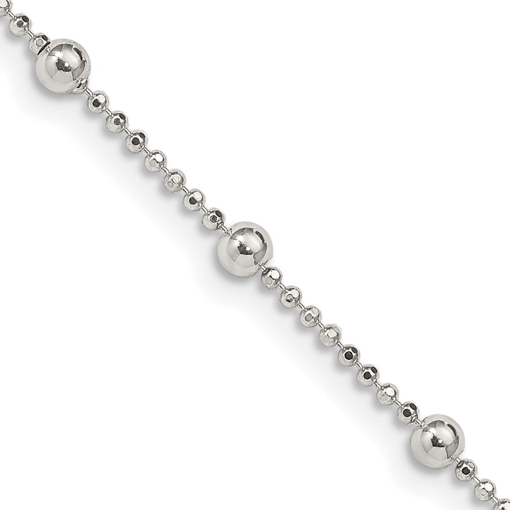 Sterling Silver Diamond-cut Fancy Beaded Chain