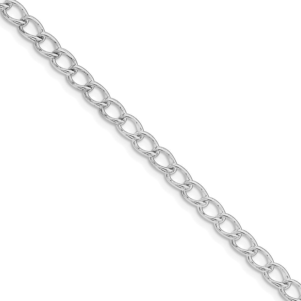 Amore La Vita Sterling Silver Rhodium-plated Polished Half Round Wire Curb Chain with Fancy Lobster Clasp Charm Bracelet