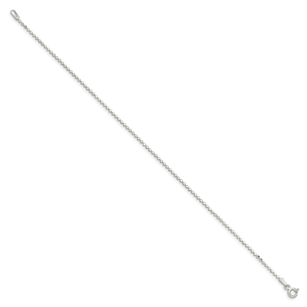 Sterling Silver Square Fancy Beaded Chain Anklet