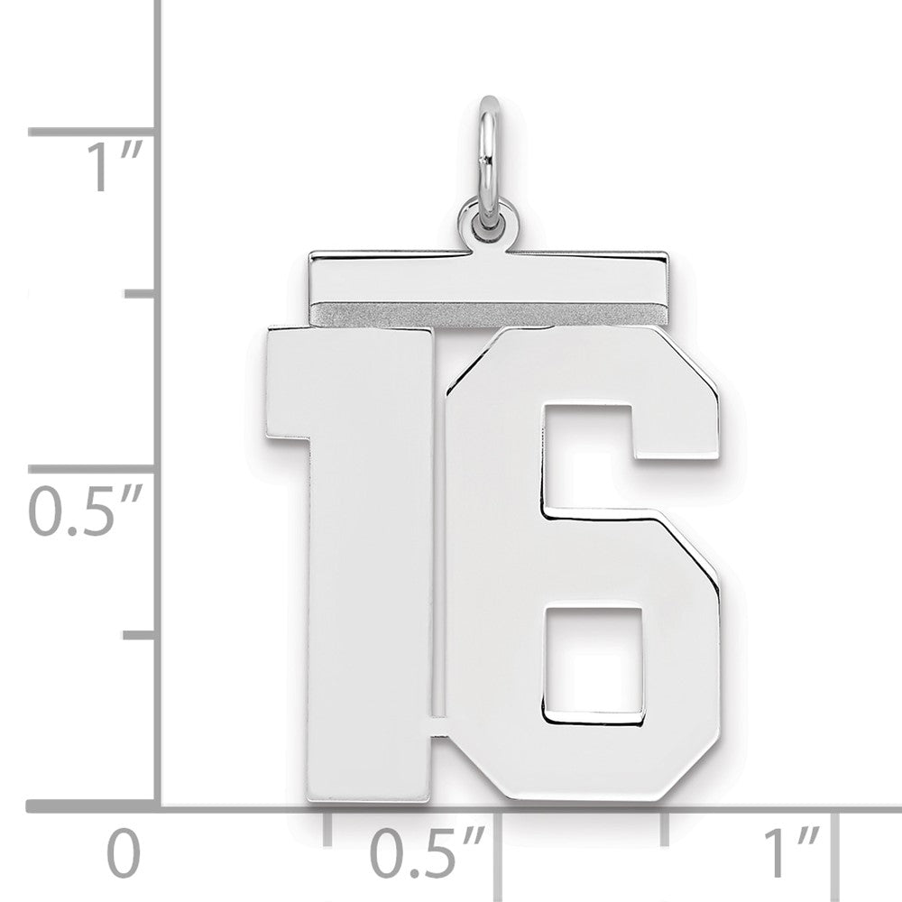 Sterling/Silver Rhodium-plated Polished Number 16 Charm