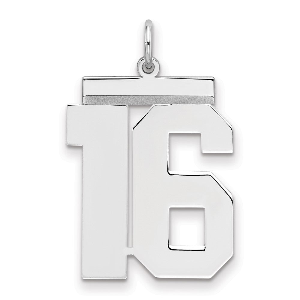 Sterling/Silver Rhodium-plated Polished Number 16 Charm