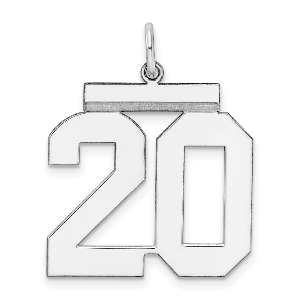 Sterling Silver/Rhodium-plated Polished Number 20 Charm