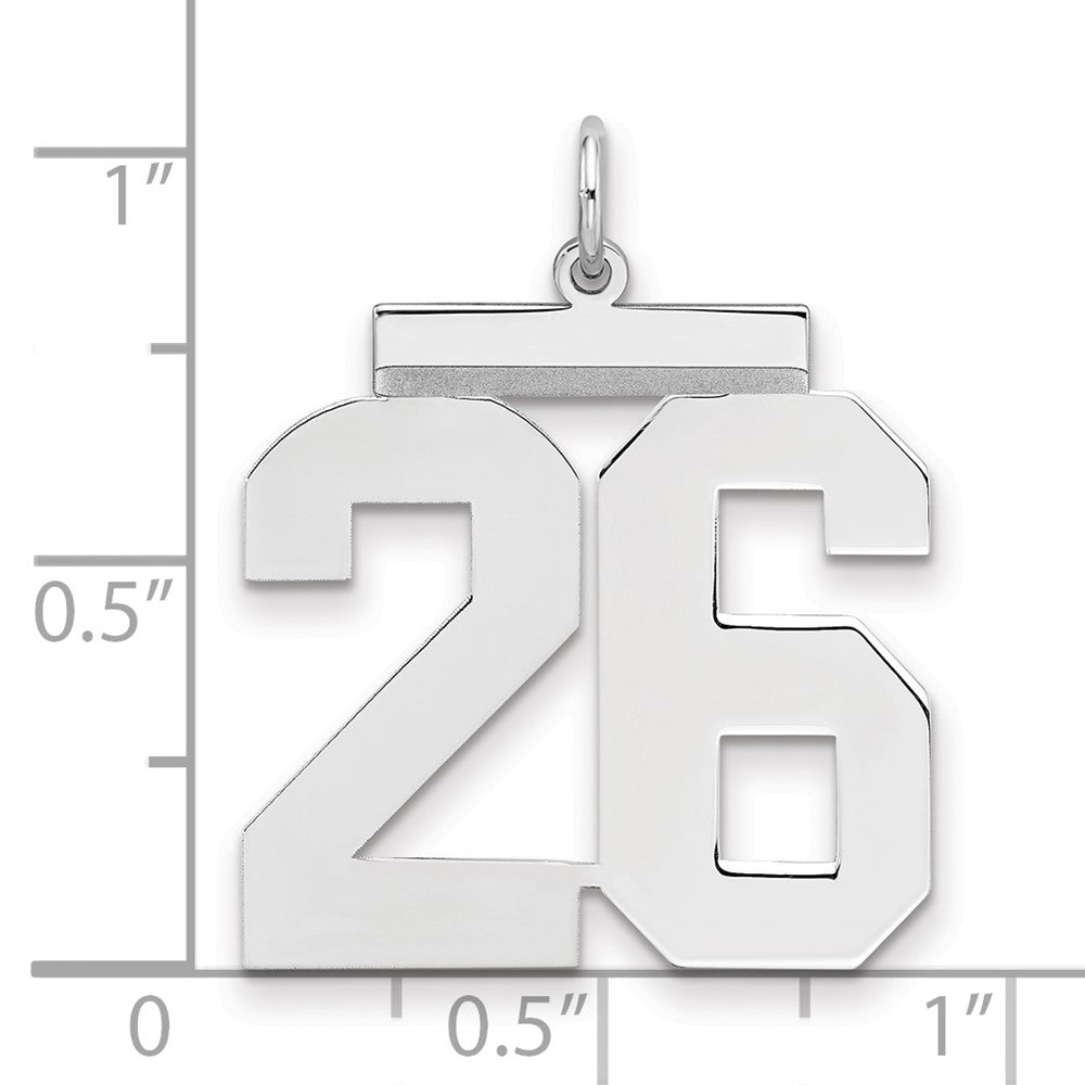 Sterling Silver/Rhodium-plated Polished Number 26 Charm