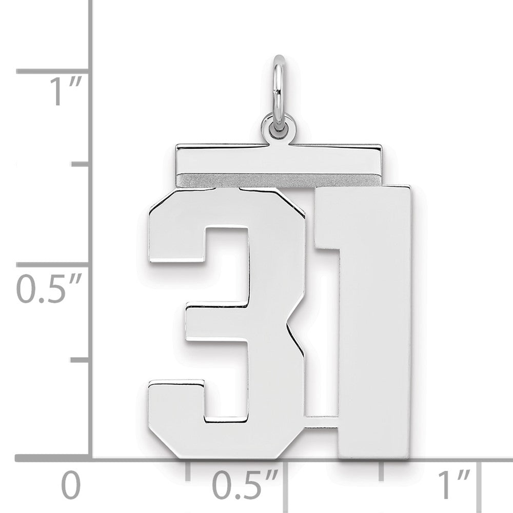 Sterling Silver/Rhodium-plated Polished Number 31 Charm