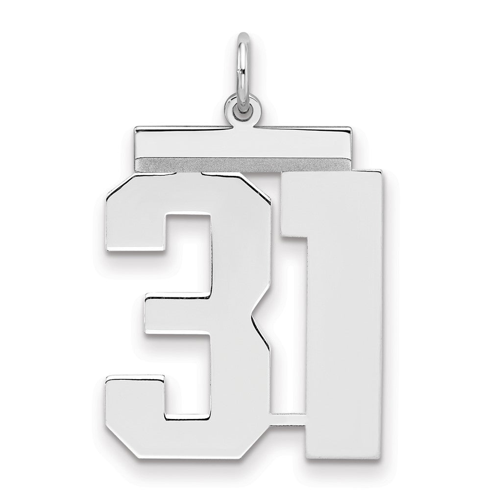 Sterling Silver/Rhodium-plated Polished Number 31 Charm