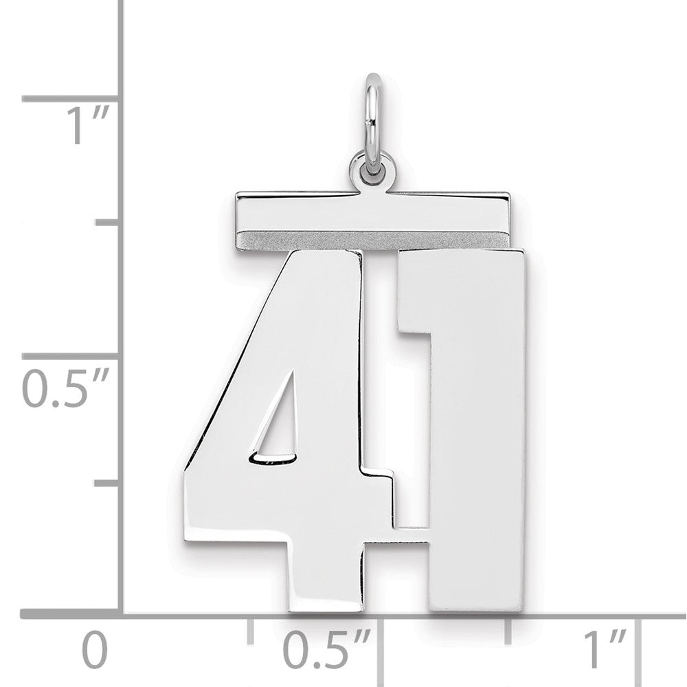 Sterling Silver/Rhodium-plated Polished Number 41 Charm