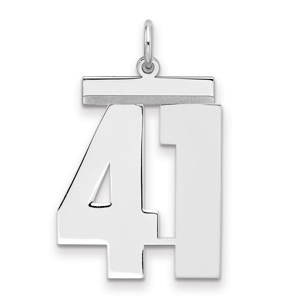 Sterling Silver/Rhodium-plated Polished Number 41 Charm