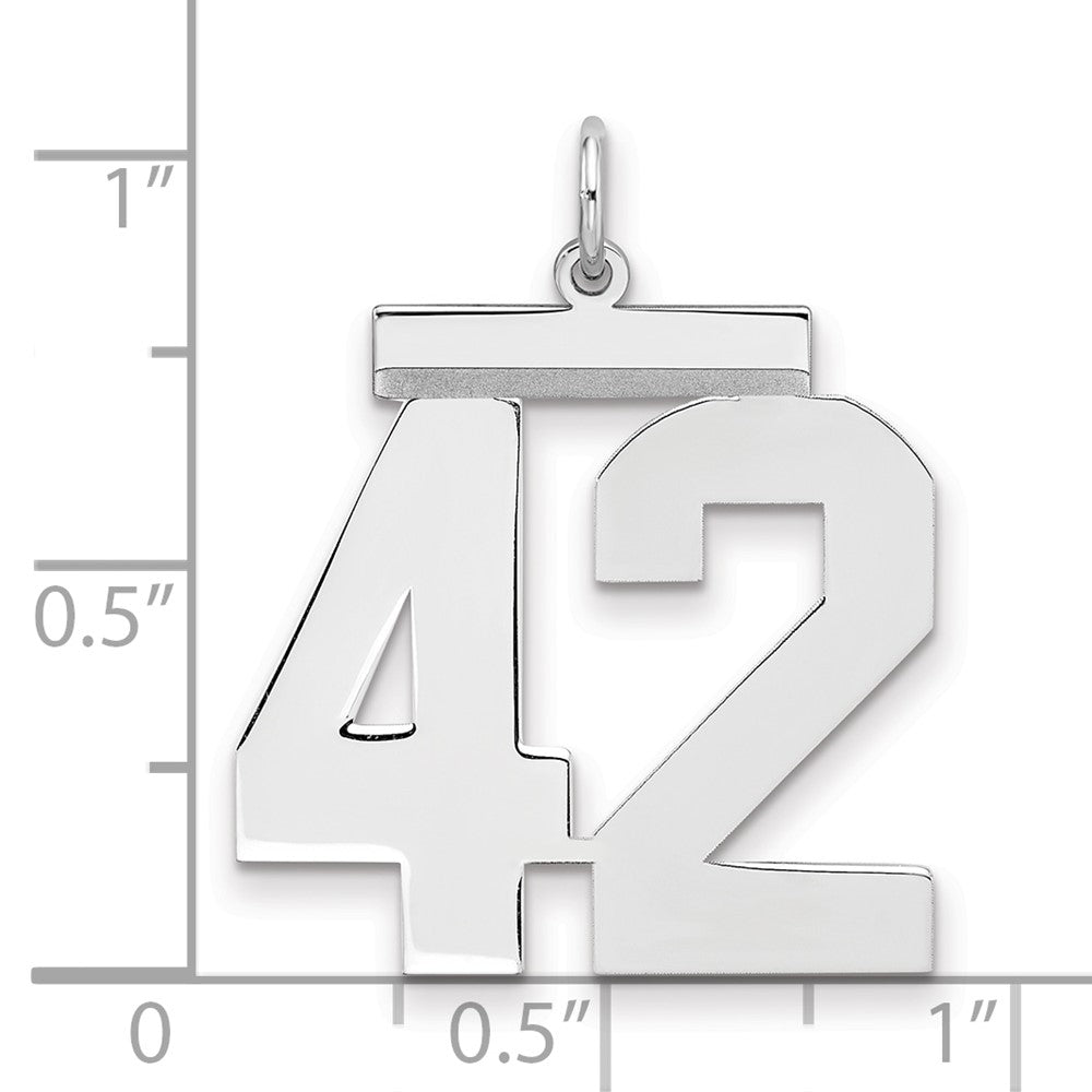 Sterling Silver/Rhodium-plated Polished Number 42 Charm