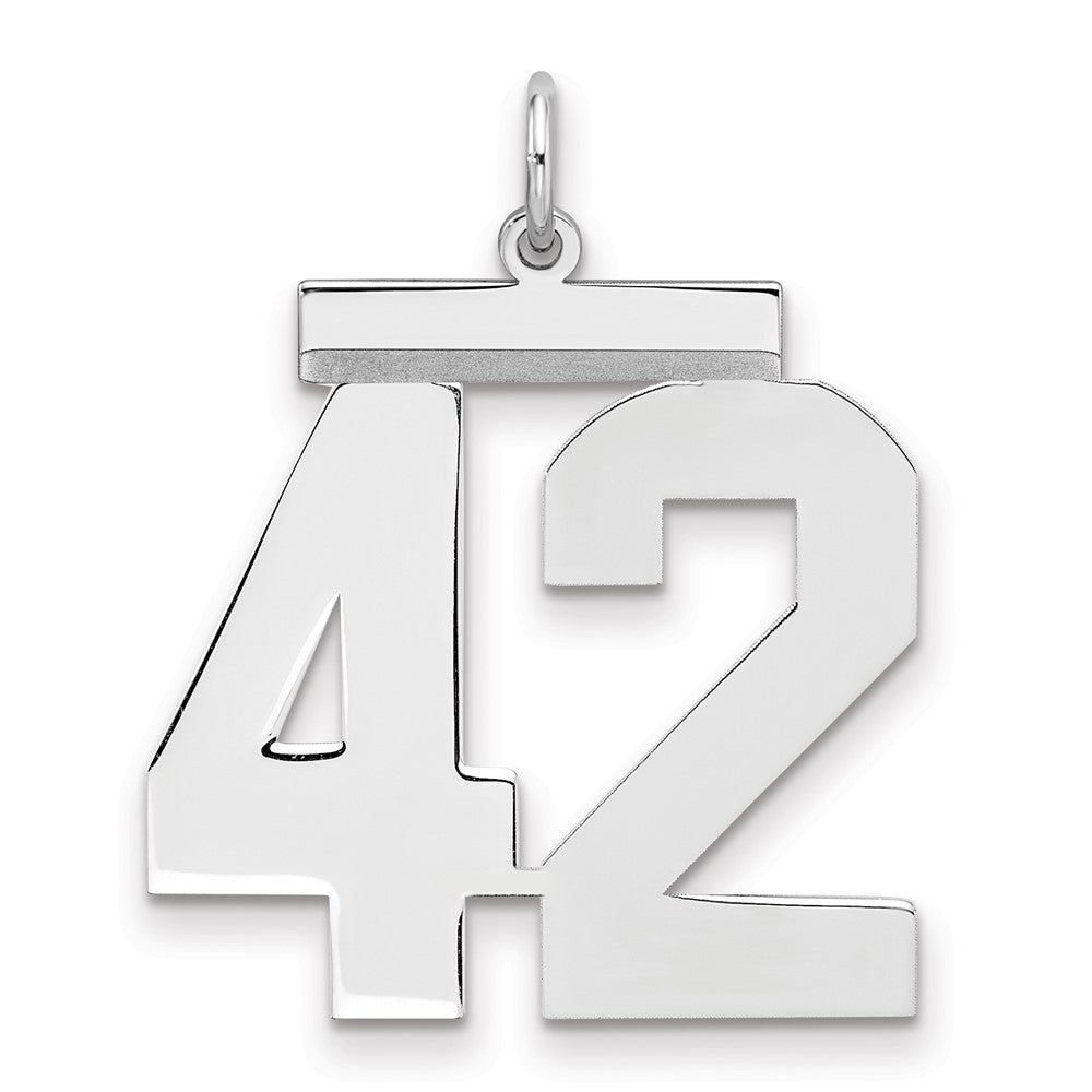 Sterling Silver/Rhodium-plated Polished Number 42 Charm