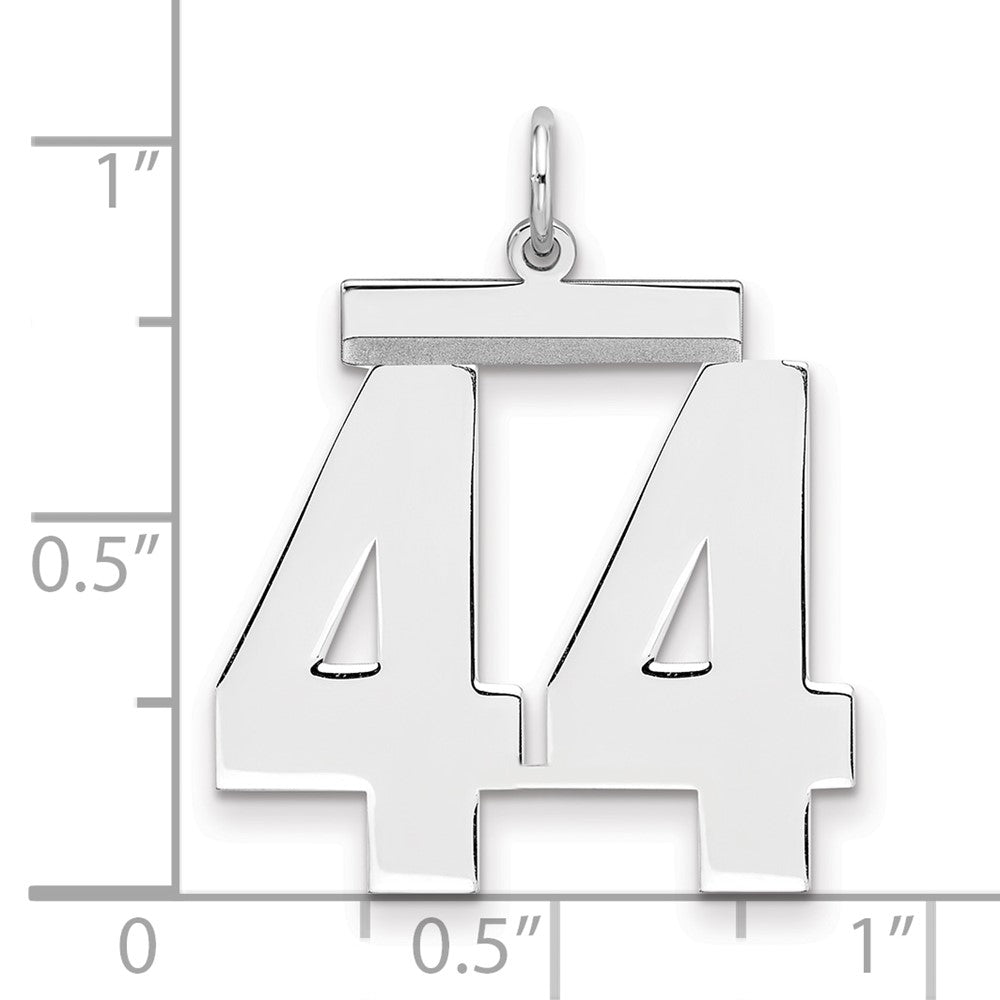 Sterling Silver/Rhodium-plated Polished Number 44 Charm