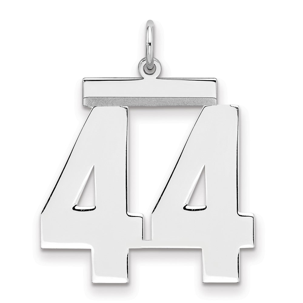 Sterling Silver/Rhodium-plated Polished Number 44 Charm