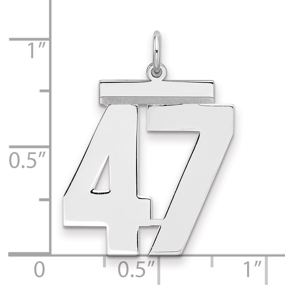 Sterling Silver/Rhodium-plated Polished Number 47 Charm