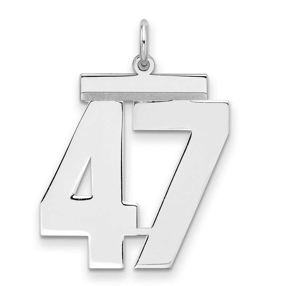 Sterling Silver/Rhodium-plated Polished Number 47 Charm