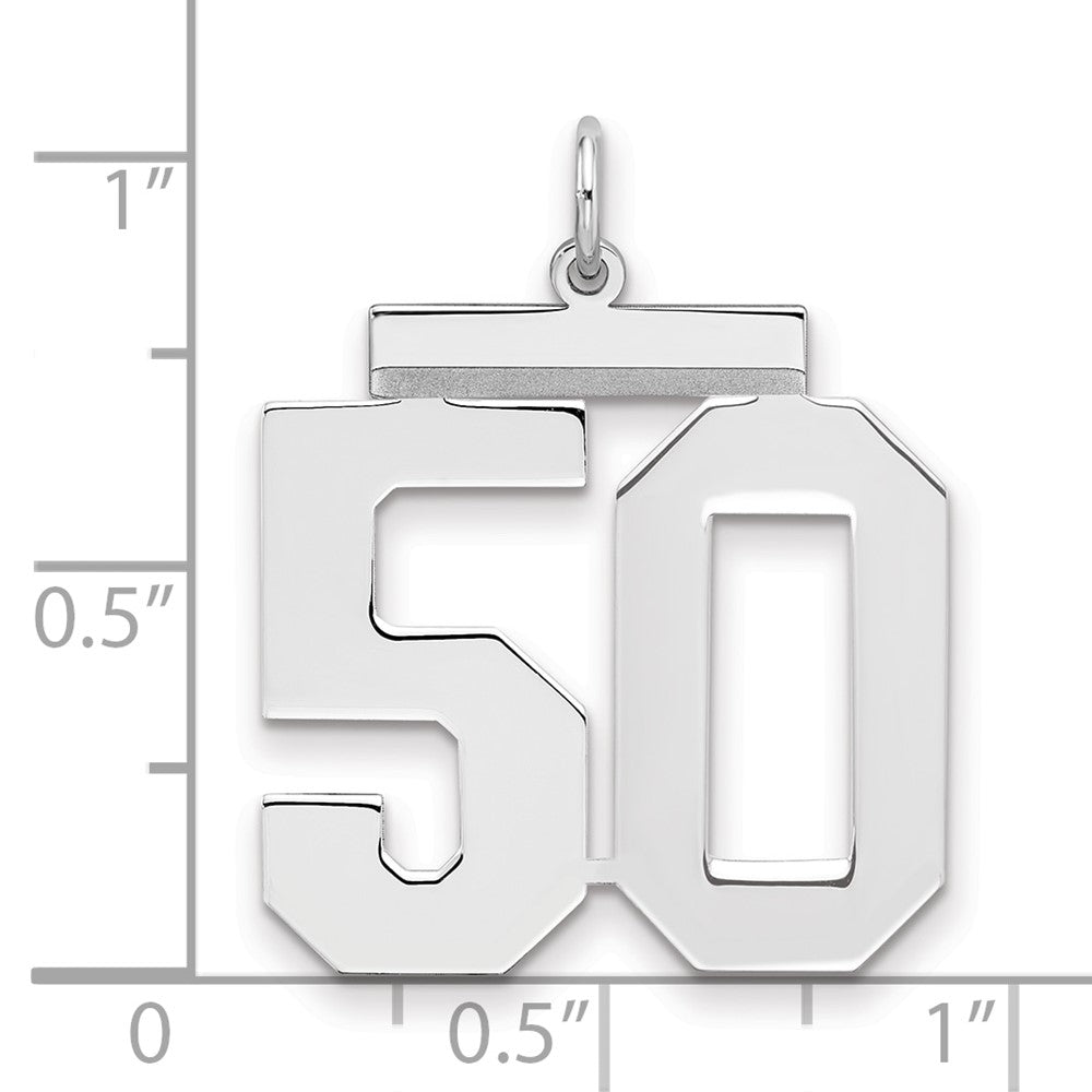 Sterling Silver/Rhodium-plated Polished Number 50 Charm