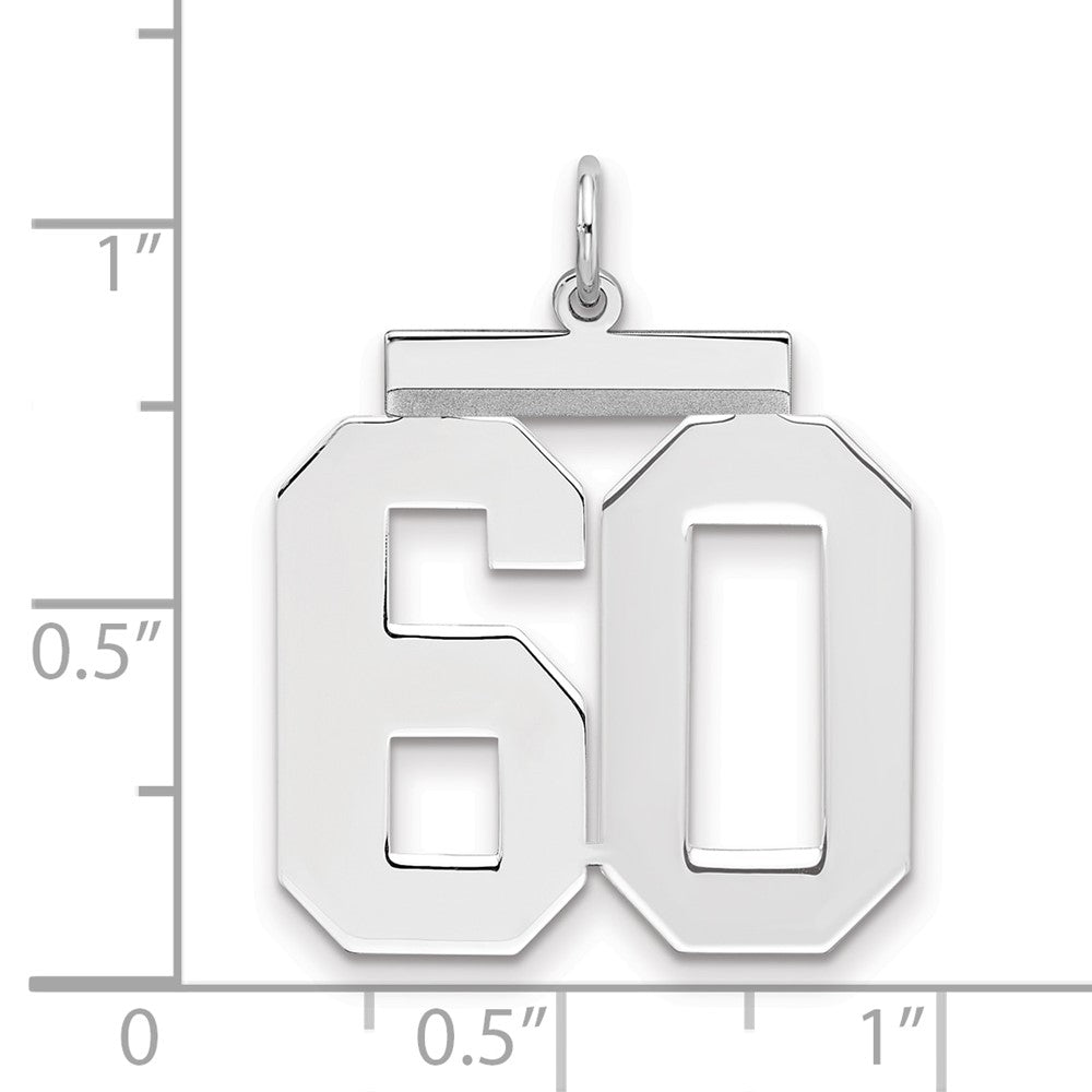 Sterling Silver/Rhodium-plated Polished Number 60 Charm