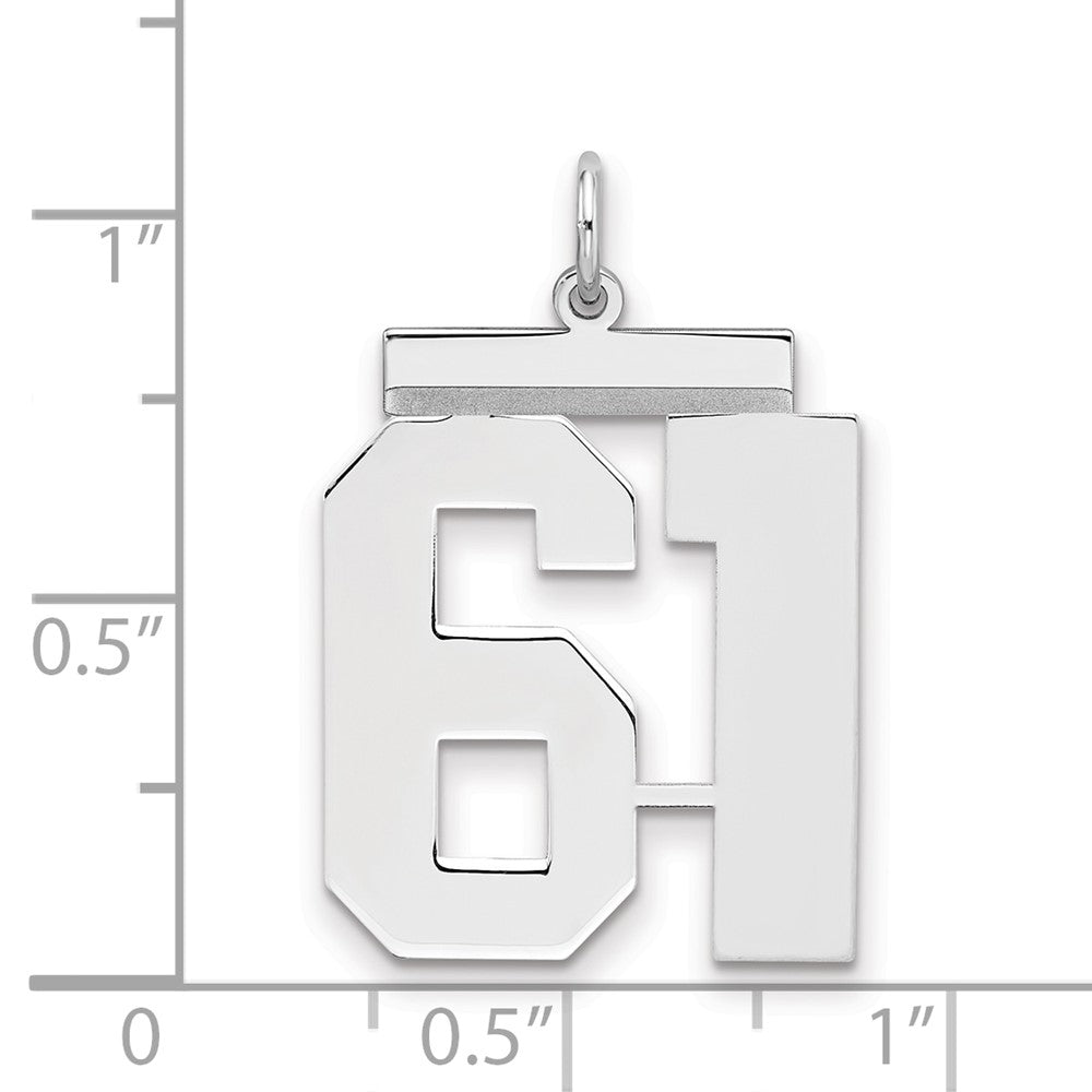 Sterling/Silver Rhodium-plated Polished Number 61 Charm