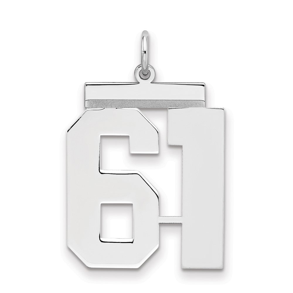 Sterling/Silver Rhodium-plated Polished Number 61 Charm