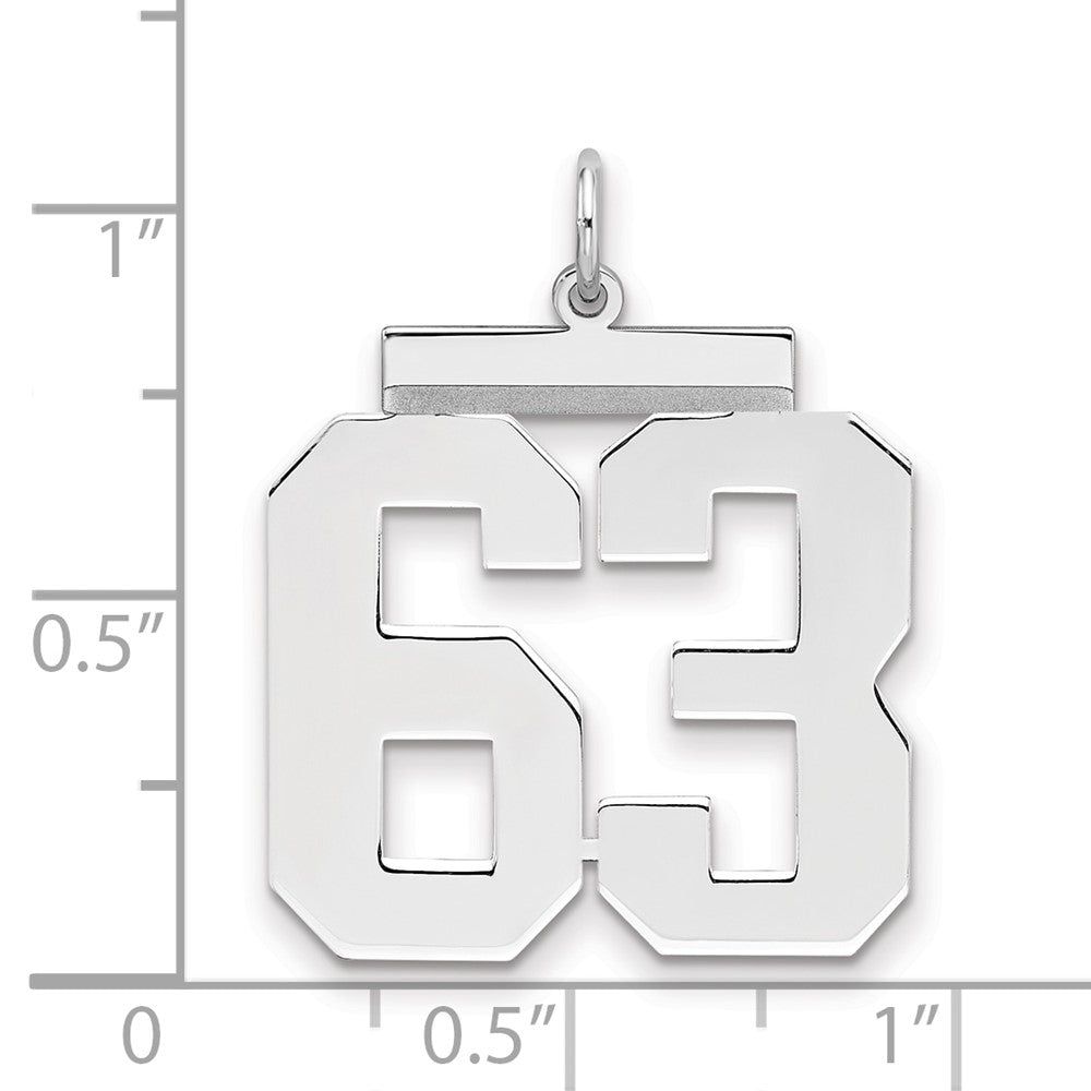 Sterling Silver/Rhodium-plated Polished Number 63 Charm