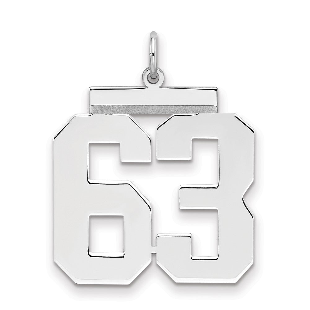 Sterling Silver/Rhodium-plated Polished Number 63 Charm