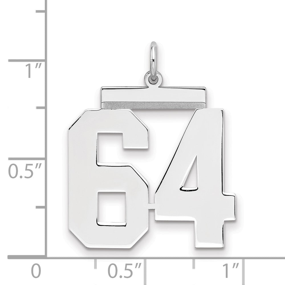 Sterling/Silver Rhodium-plated Polished Number 64 Charm