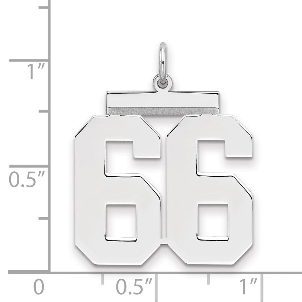 Sterling Silver/Rhodium-plated Polished Number 66 Charm