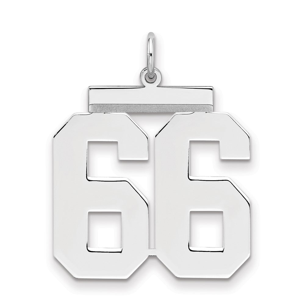 Sterling Silver/Rhodium-plated Polished Number 66 Charm