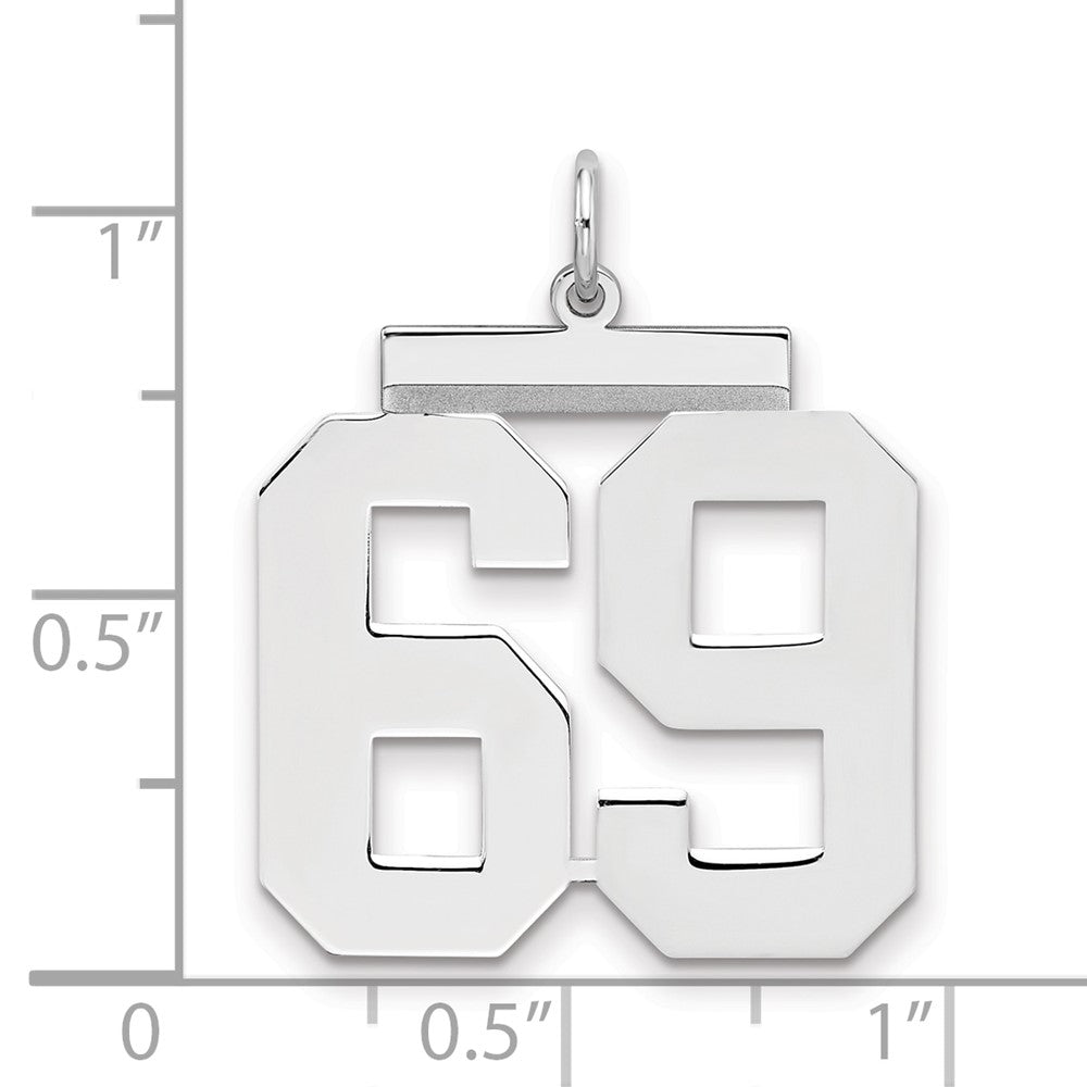 Sterling/Silver Rhodium-plated Polished Number 69 Charm