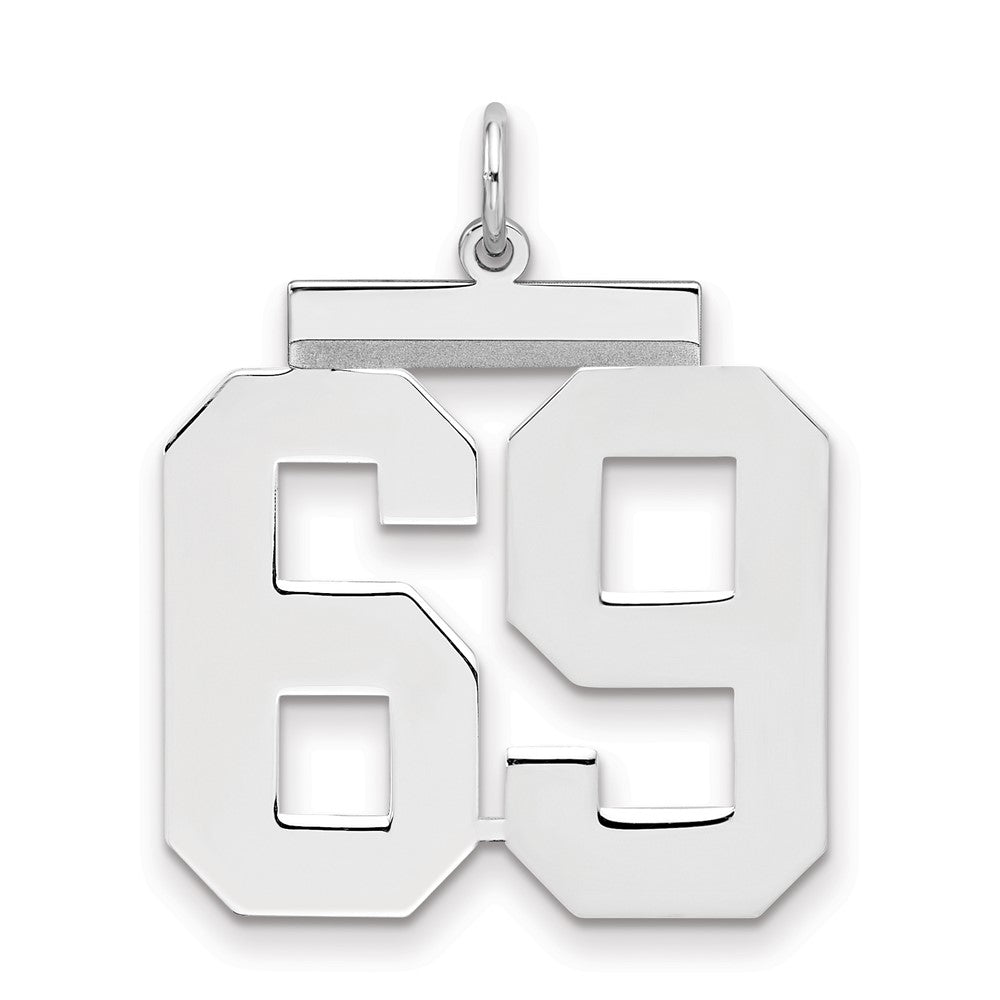 Sterling/Silver Rhodium-plated Polished Number 69 Charm