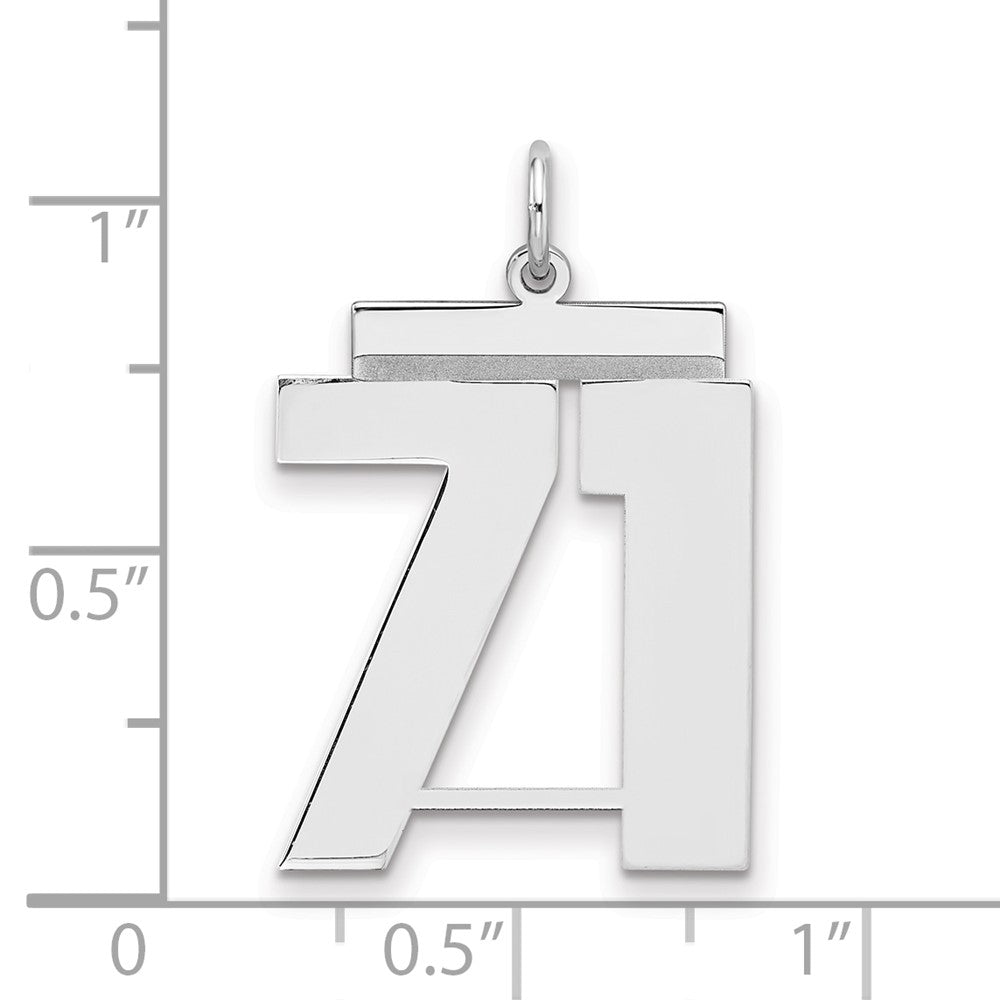 Sterling Silver/Rhodium-plated Polished Number 71 Charm