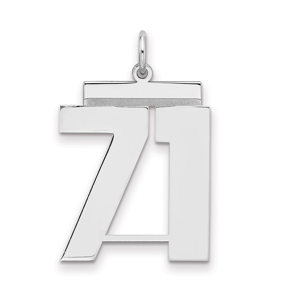 Sterling Silver/Rhodium-plated Polished Number 71 Charm