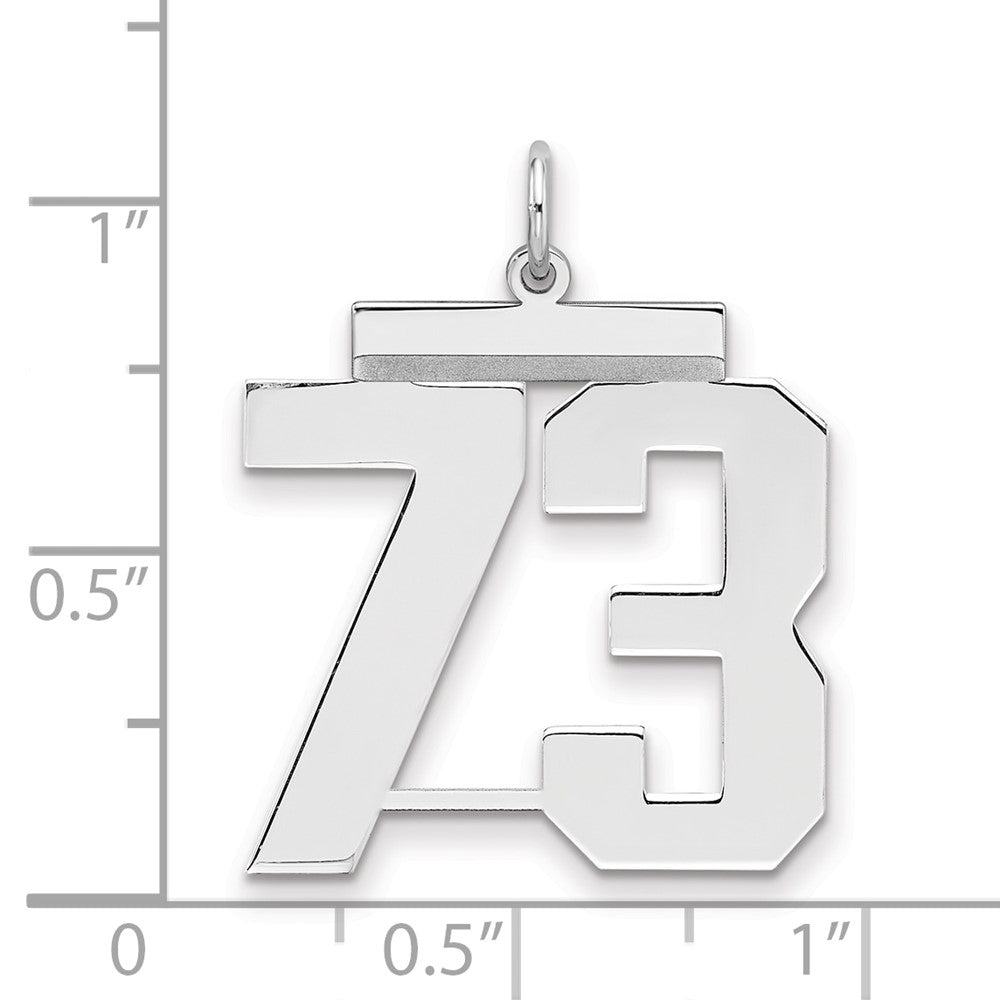 Sterling/Silver Rhodium-plated Polished Number 73 Charm