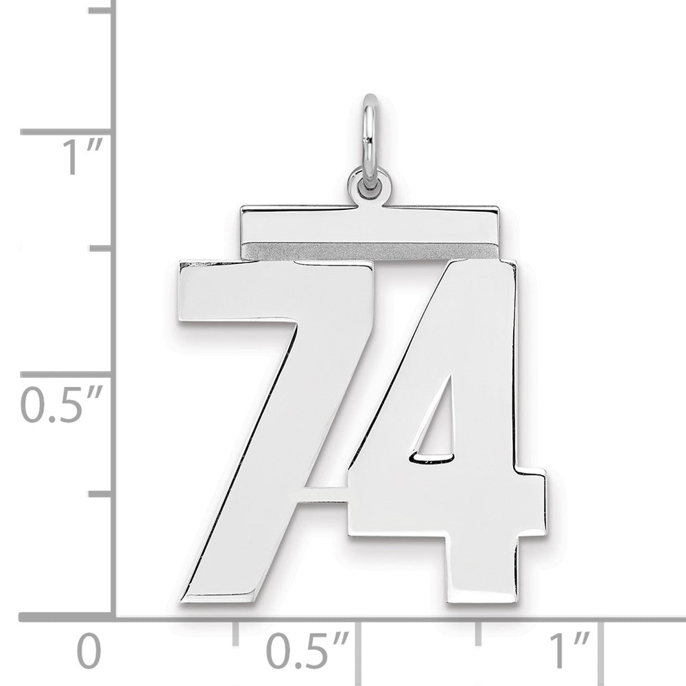 Sterling/Silver Rhodium-plated Polished Number 74 Charm