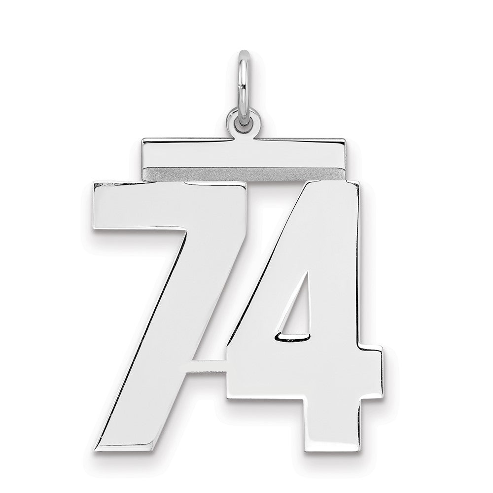 Sterling/Silver Rhodium-plated Polished Number 74 Charm