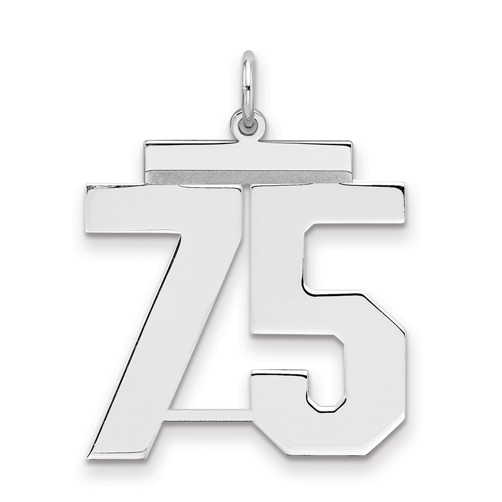 Sterling/Silver Rhodium-plated Polished Number 75 Charm