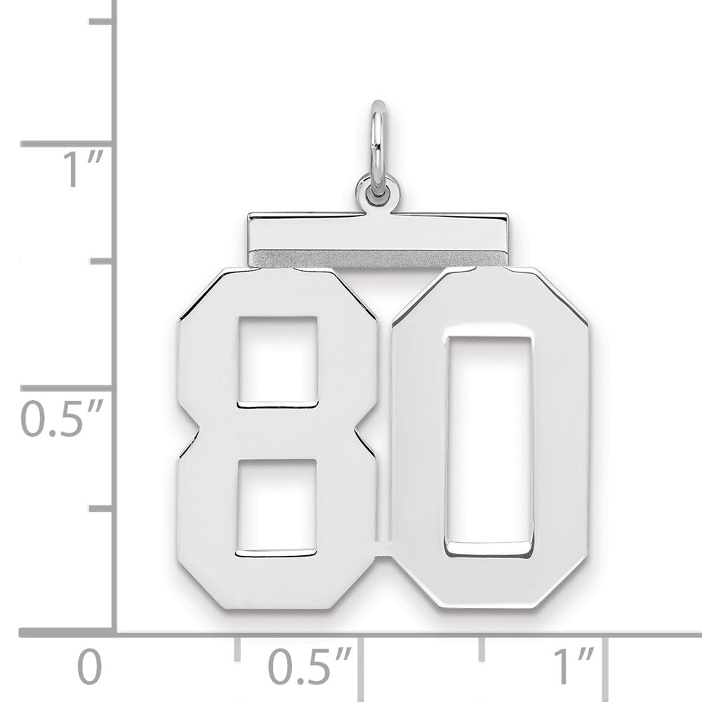 Sterling/Silver Rhodium-plated Polished Number 80 Charm