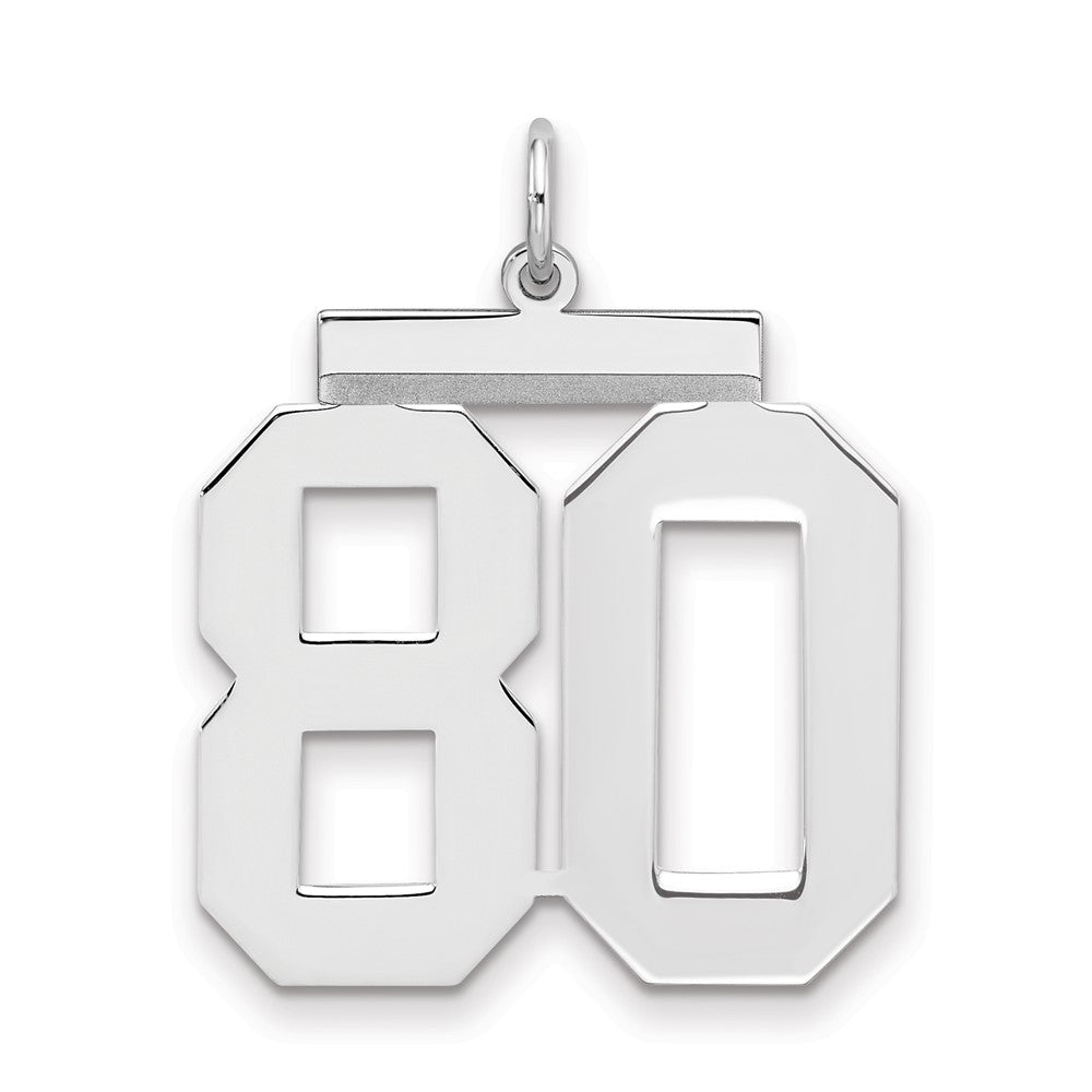 Sterling/Silver Rhodium-plated Polished Number 80 Charm