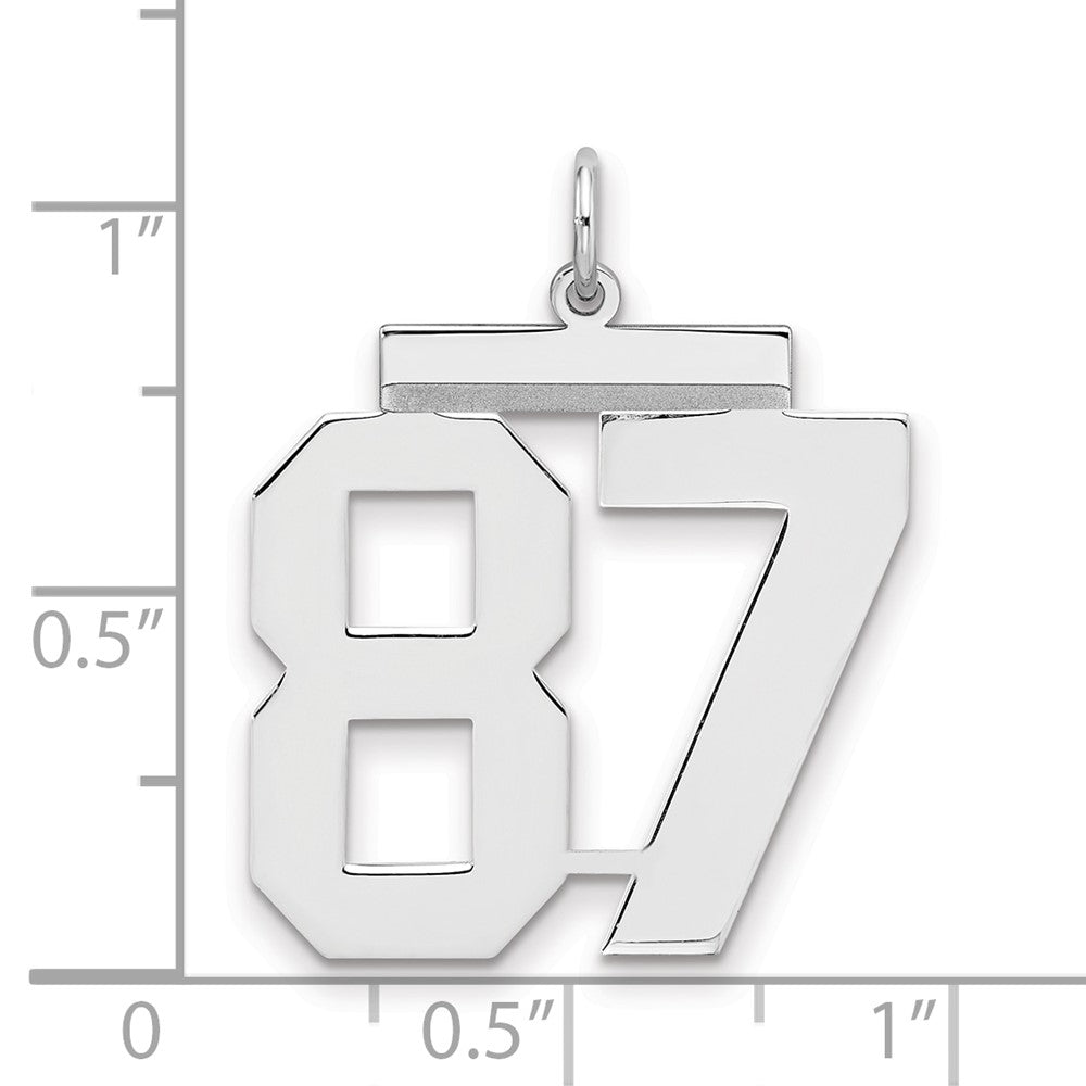 Sterling Silver/Rhodium-plated Polished Number 87 Charm