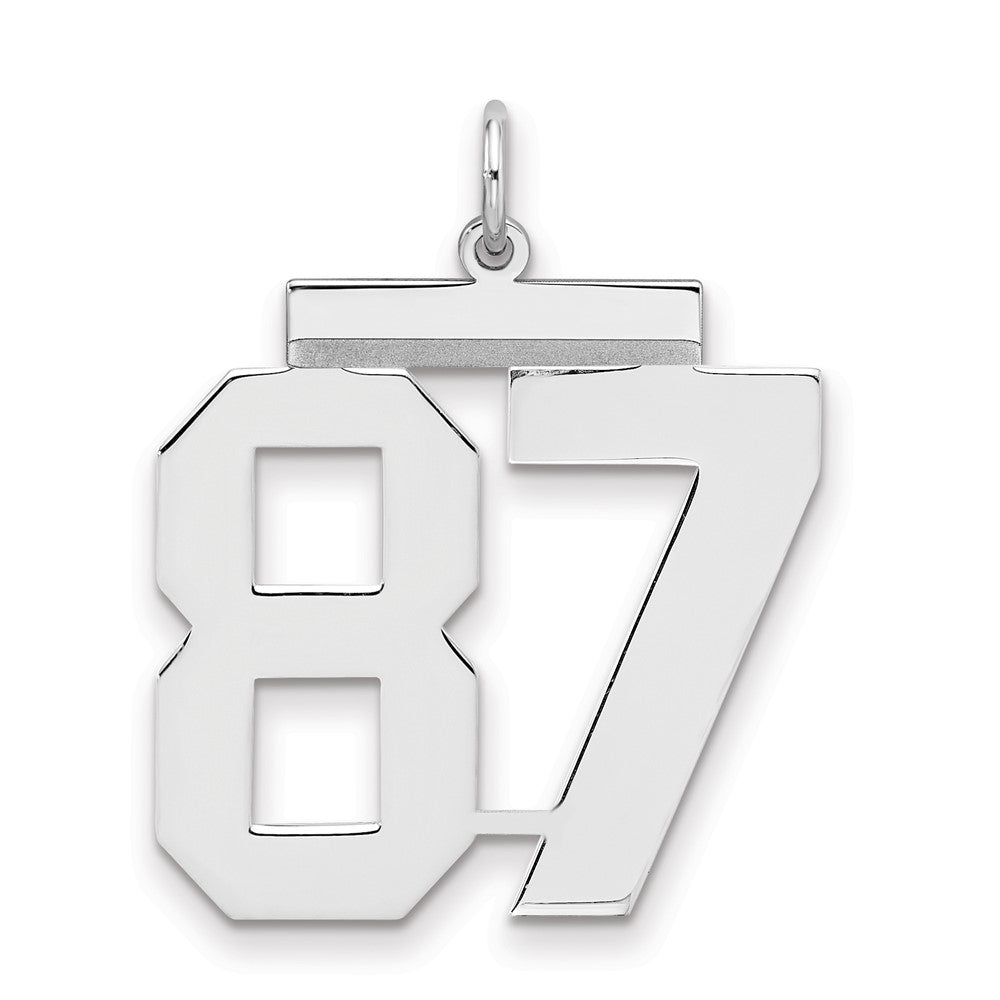 Sterling Silver/Rhodium-plated Polished Number 87 Charm