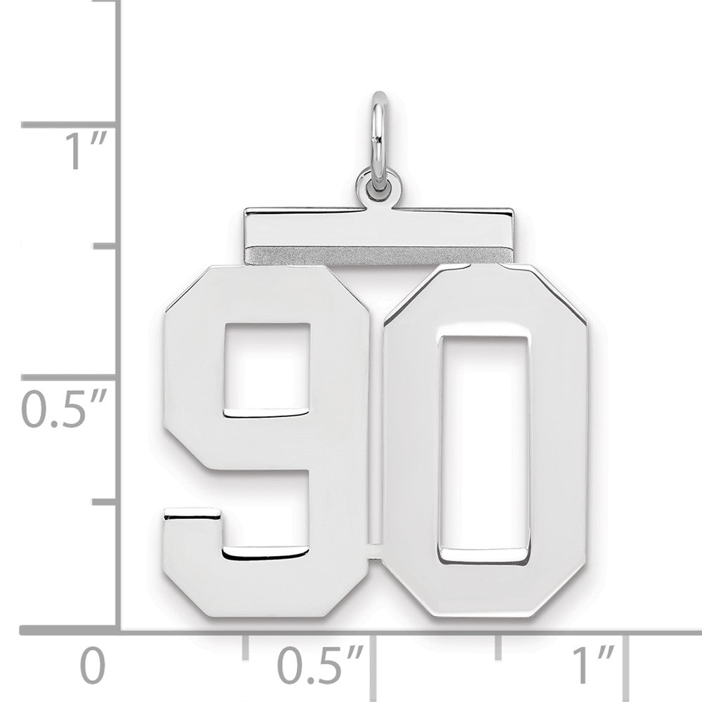 Sterling Silver/Rhodium-plated Polished Number 90 Charm