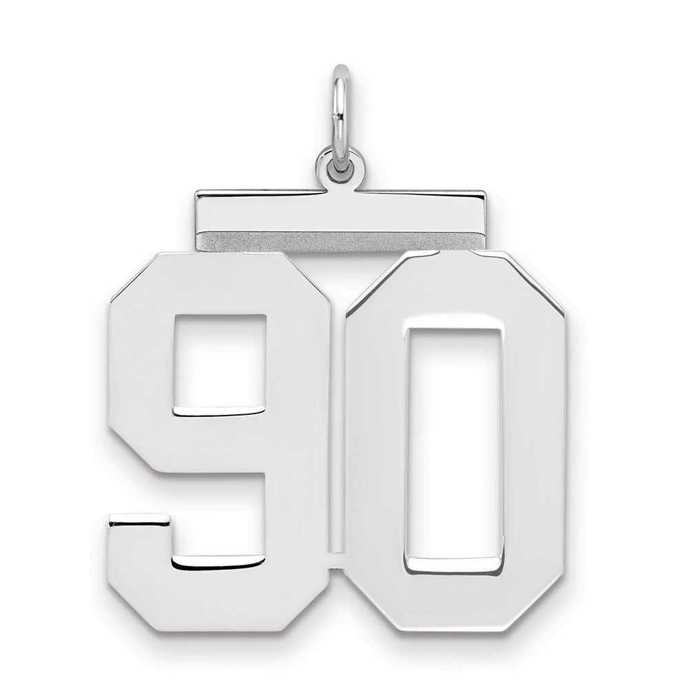 Sterling Silver/Rhodium-plated Polished Number 90 Charm