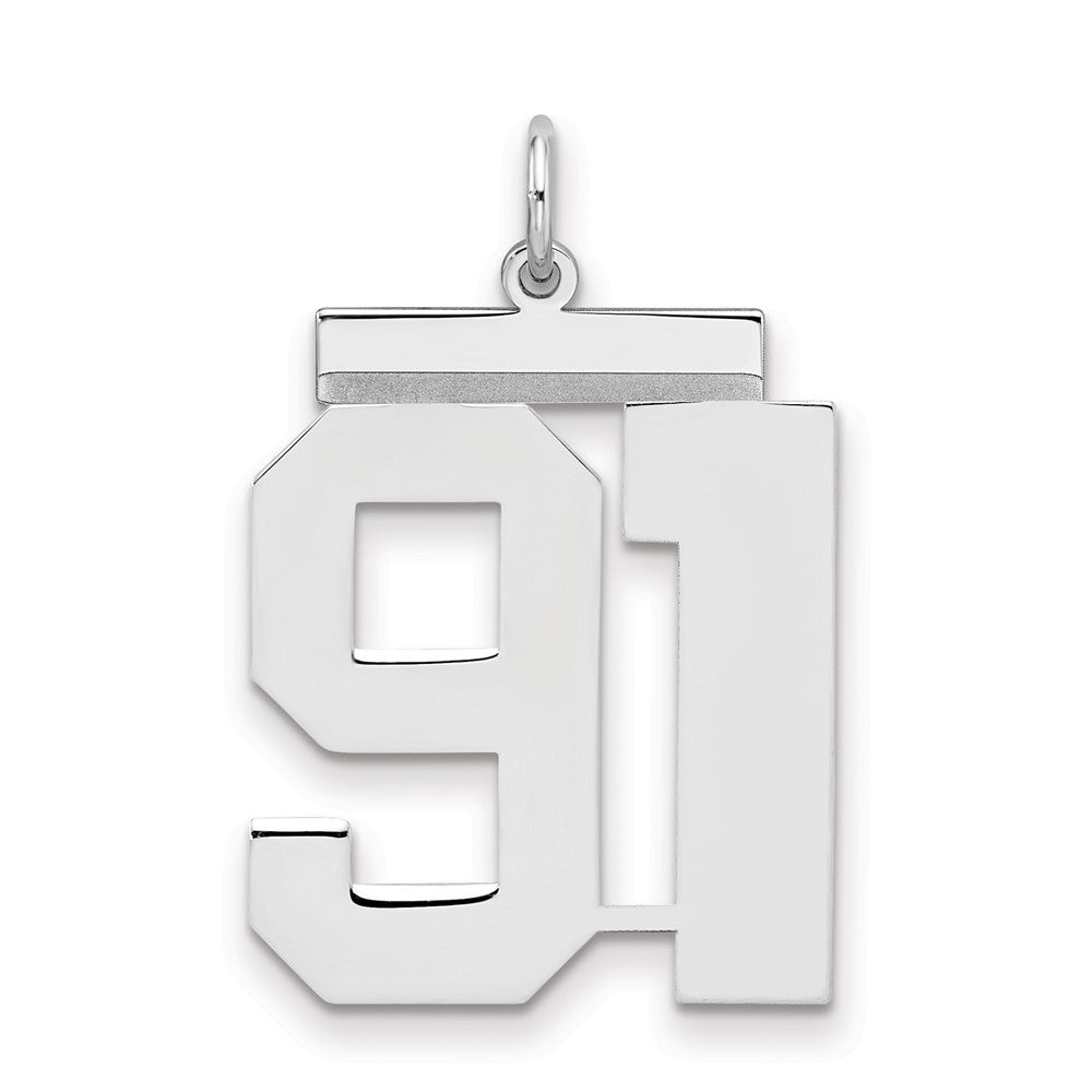 Sterling Silver/Rhodium-plated Polished Number 91 Charm