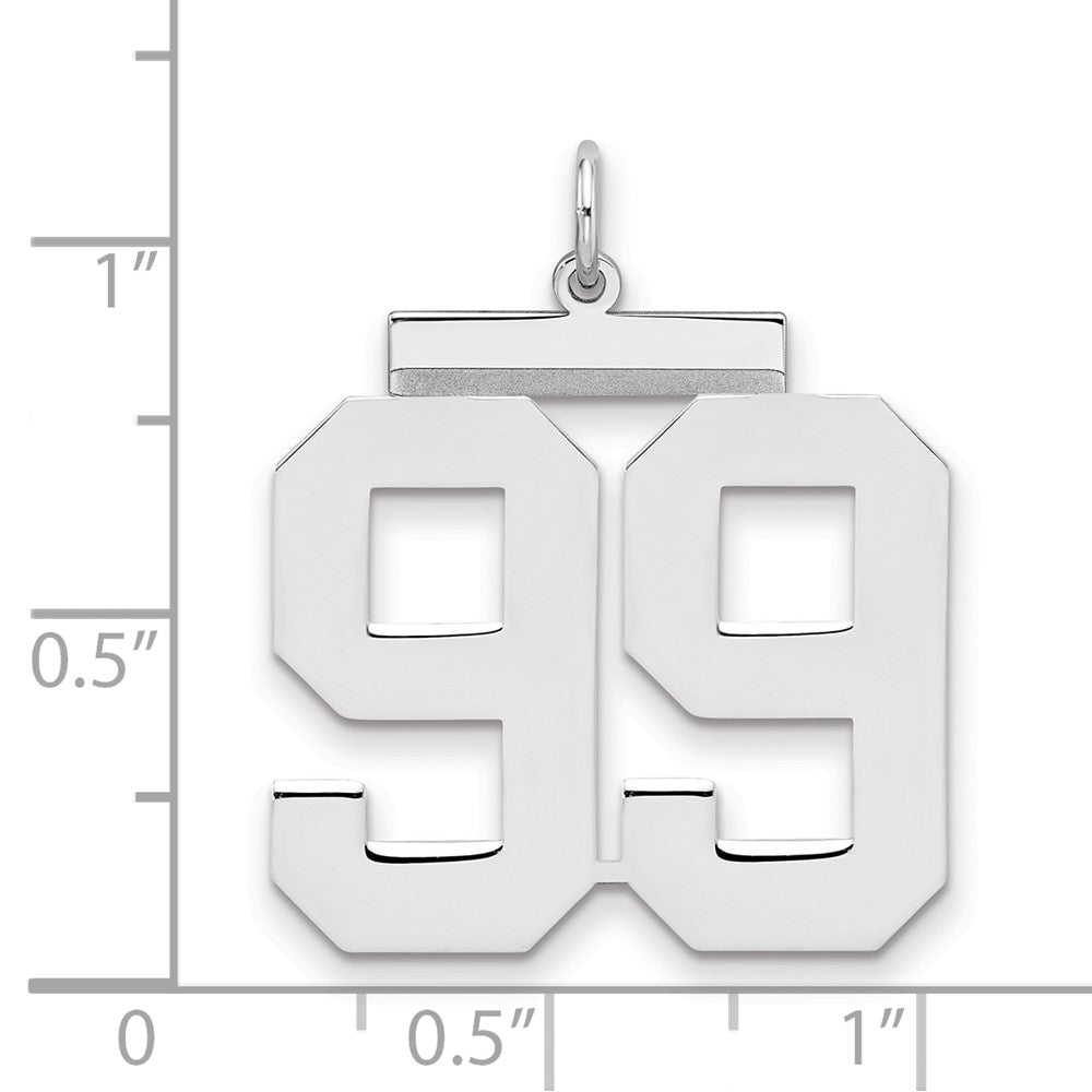 Sterling/Silver Rhodium-plated Polished Number 99 Charm