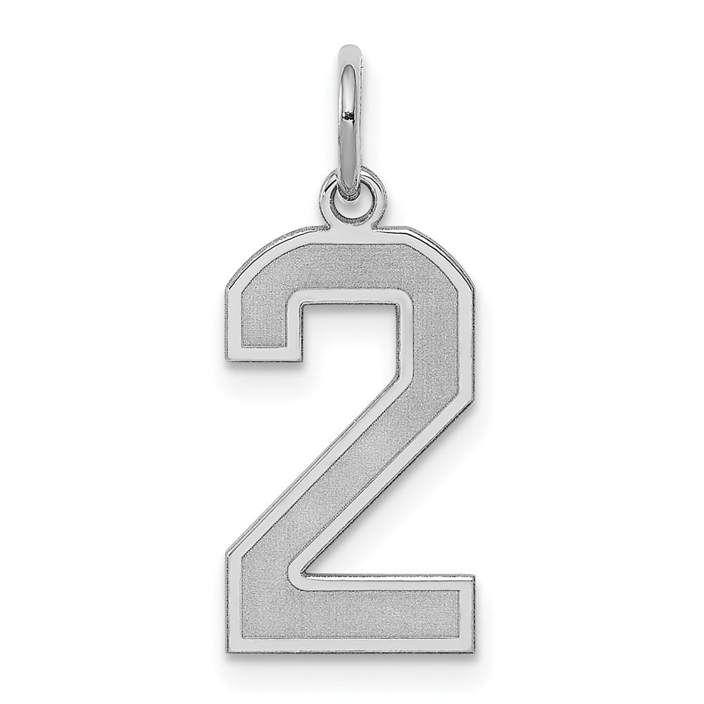 Sterling Silver/Rhodium-plated Satin Number 2 Charm