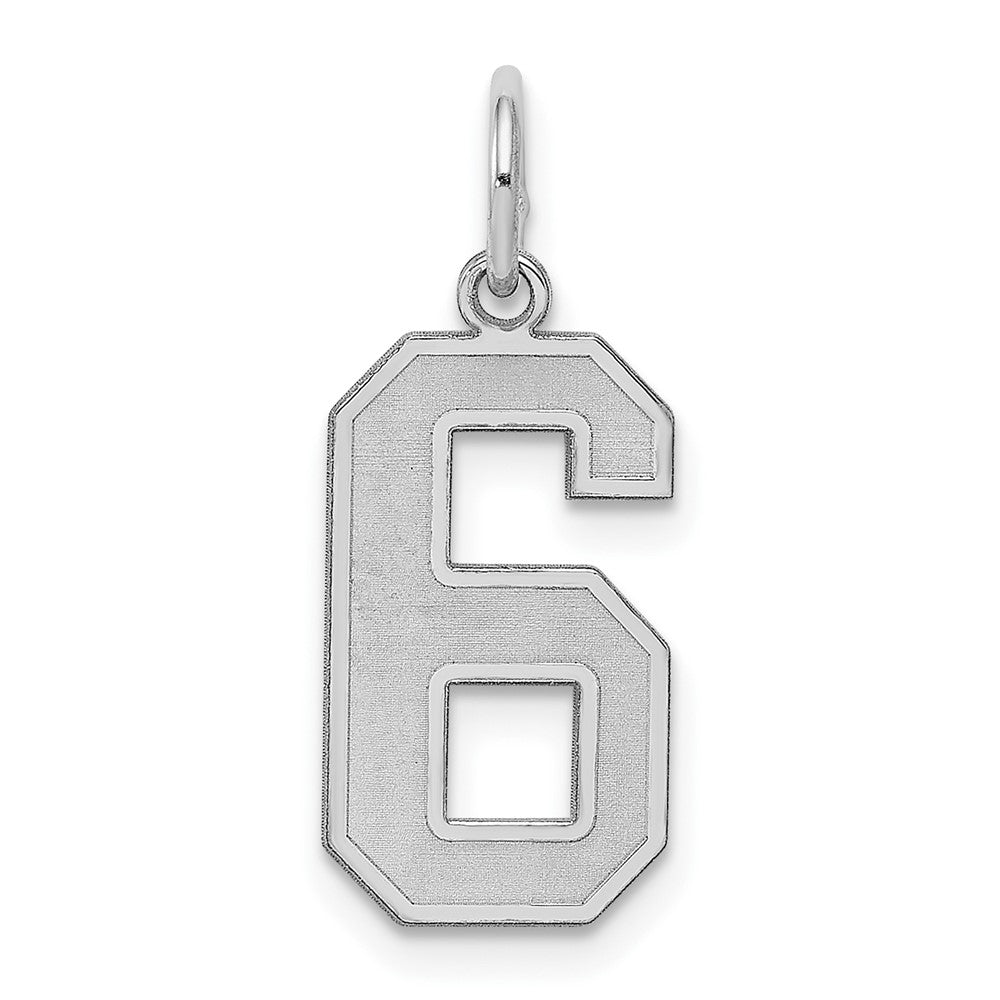 Sterling Silver/Rhodium-plated Satin Number 6 Charm