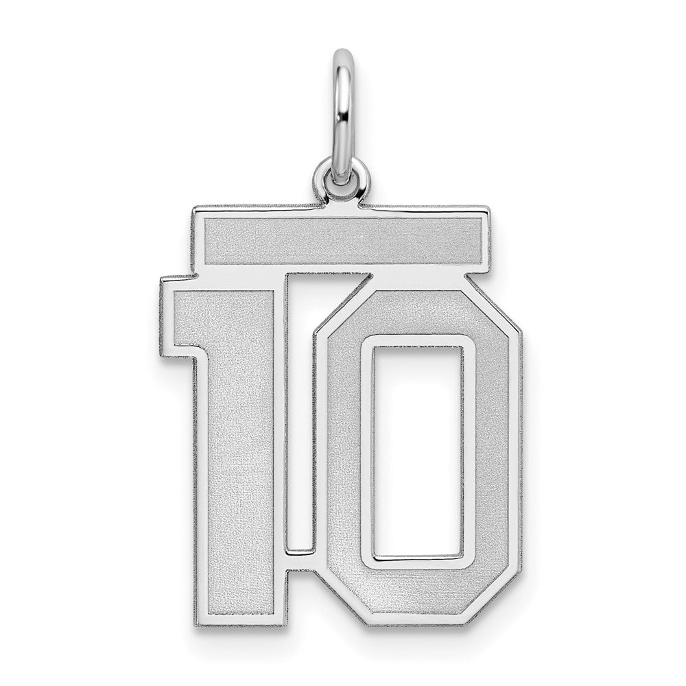 Sterling Silver/Rhodium-plated Satin Number 10 Charm